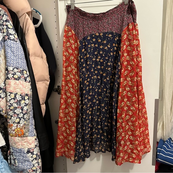 Anthropologie Meadow Rue frilly midi flowy floral skirt cottage core Size 8 - Picture 12 of 15